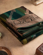 Chanderi Cotton Saree in Multicolour with Golden Thread Motifs and Traditional Copper Border