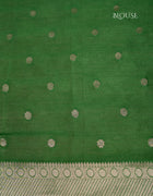 Georgette Banarasi Saree in Light Green with Silver Brocade and Traditional Green Border