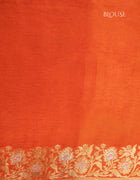 Banarasi Silk Saree in Royal Purple and Vibrant Orange with Zigzag Threadwork and Traditional Border