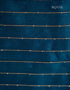 Semi-Jute Saree in Blue with Floral Sequin Embellishments and Linear Threadwork