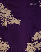 Soft Organza Saree in Violet Body with Floral Embroidery Border