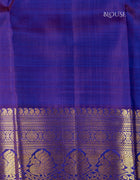 Pure Kanchipuram Saree in Royal Purple with Golden Rudraksha Motifs and Peacock Zari Border