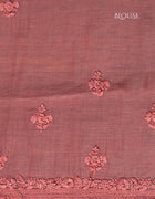 Chanderi Saree in Dusty Pink with Intricate Chikankari Embroidery and Floral Detailing