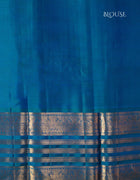 Pure Kanchipuram Saree in Blue with Golden Zari Checks and Ornate Traditional Border