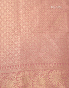 Semi Banarasi Silk Saree in Peach with Silver Thread Brocade and Traditional Border