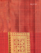 Pure Kanchipuram Saree in Forest Green and Maroon with Golden Zari Checks and Traditional Box Border