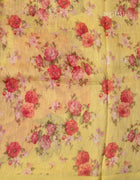 Pure Linen Saree in Pastel Green with Multicolour Floral Prints and Plain Border