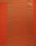 Georgette Banarasi Saree in Vibrant Orange with Golden Thread Stripes and Traditional Zari Border