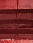 Pure Tussar Saree in Red with Subtle Sequin Embellishments and Contrast Jute Pallu