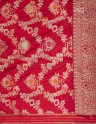 Khathan Silk Saree in Bright Pink with Traditional Golden Banarasi Jaal and Zari Motifs