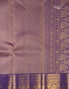 Pure Kanchipuram Saree in Royal Purple with Golden Rudraksha Motifs and Peacock Zari Border