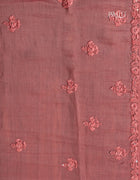 Chanderi Saree in Dusty Pink with Intricate Chikankari Embroidery and Floral Detailing
