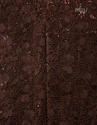 Organza Saree in Dark Brown with Intricate Floral Cutwork and Sequin Embellishments