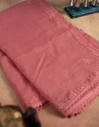 Chanderi Saree in Dusty Pink with Intricate Chikankari Embroidery and Floral Detailing