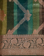 Chanderi Cotton Saree in Multicolour with Golden Thread Motifs and Traditional Copper Border