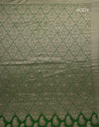 Georgette Banarasi Saree in Light Green with Silver Brocade and Traditional Green Border