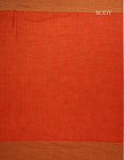 Georgette Banarasi Saree in Vibrant Orange with Golden Thread Stripes and Traditional Zari Border