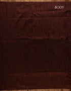 Semi-Jute Saree in Green and Brown with Antique Gold Accents and Tassel Pallu