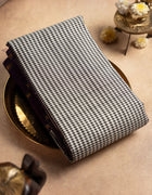 Pure Kanchipuram Saree in Royal Purple with Black and White Checks and Golden Zari Stripes
