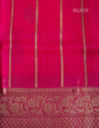 Banarasi Organza Saree in Bright Pink with Golden Butta Motifs and Antique Zari Border