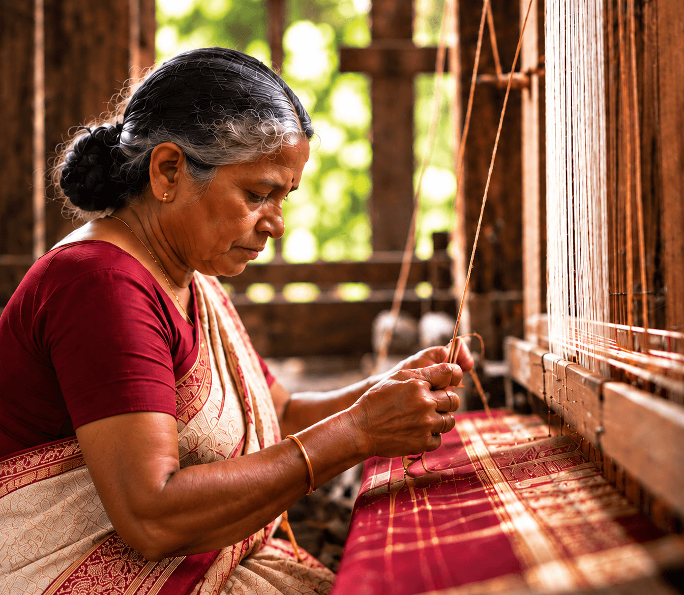 Traditional Kanjivaram handloom weaver