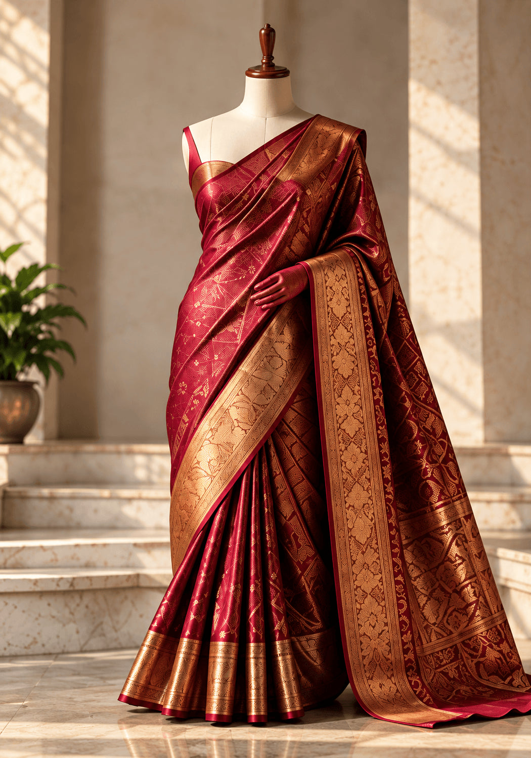 Wine Kanjivaram Saree